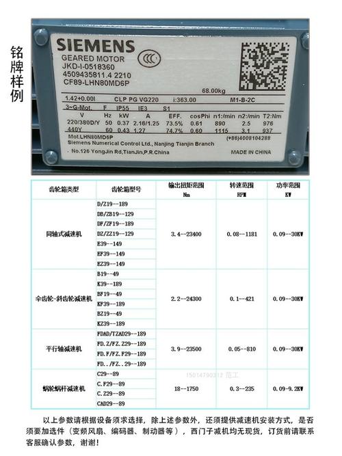 西門子電機型號對照表，西門子電機銘牌參數(shù)說明
