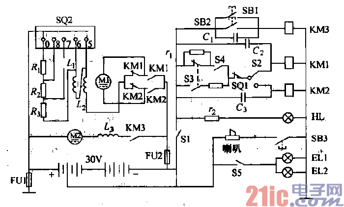 鏟車電路原理圖，鏟車電路圖