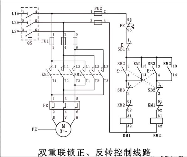 電機正反轉控制電路圖的講解視頻，電機正反轉控制電路圖及實物接線圖